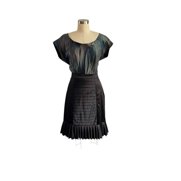 BCBG Silky Pleated Ruffle Hem Satin Dress - Size 10 - NWT - Picture 2 of 8